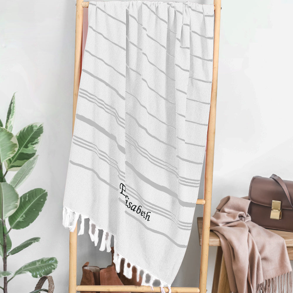 Personalised Name Fringe Beach Towel - Unique Bridesmaid Gift & Wedding Present