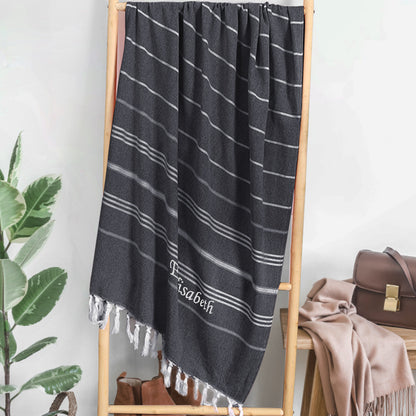 Personalised Name Fringe Beach Towel - Unique Bridesmaid Gift & Wedding Present