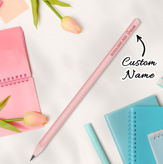 Personalised Pencil close-up showing a custom printed name on a plastic barrel — ideal back-to-school and school enrolment gift