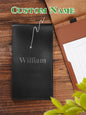 Embossed personalised initials on PU leather golf scorecard holder — subtle bespoke finishing touch