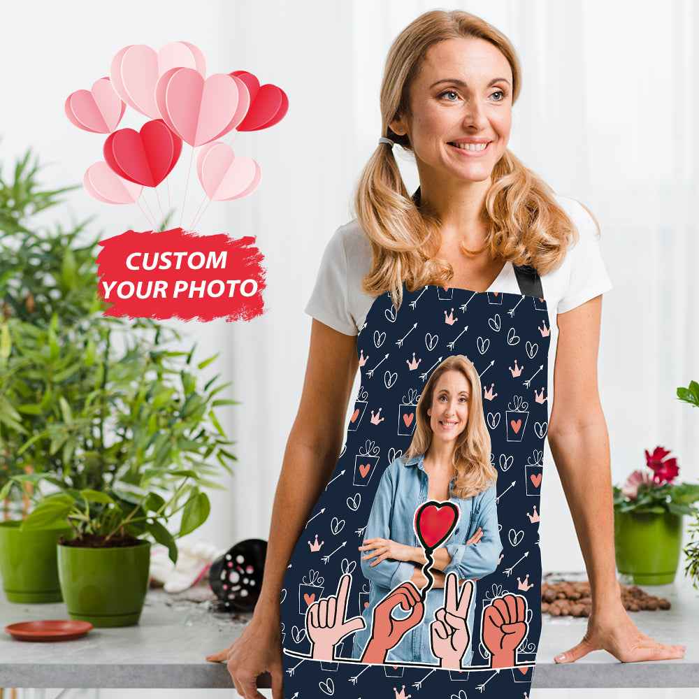 Customised Cooking Apron Personalized Photo I Love You Apron
