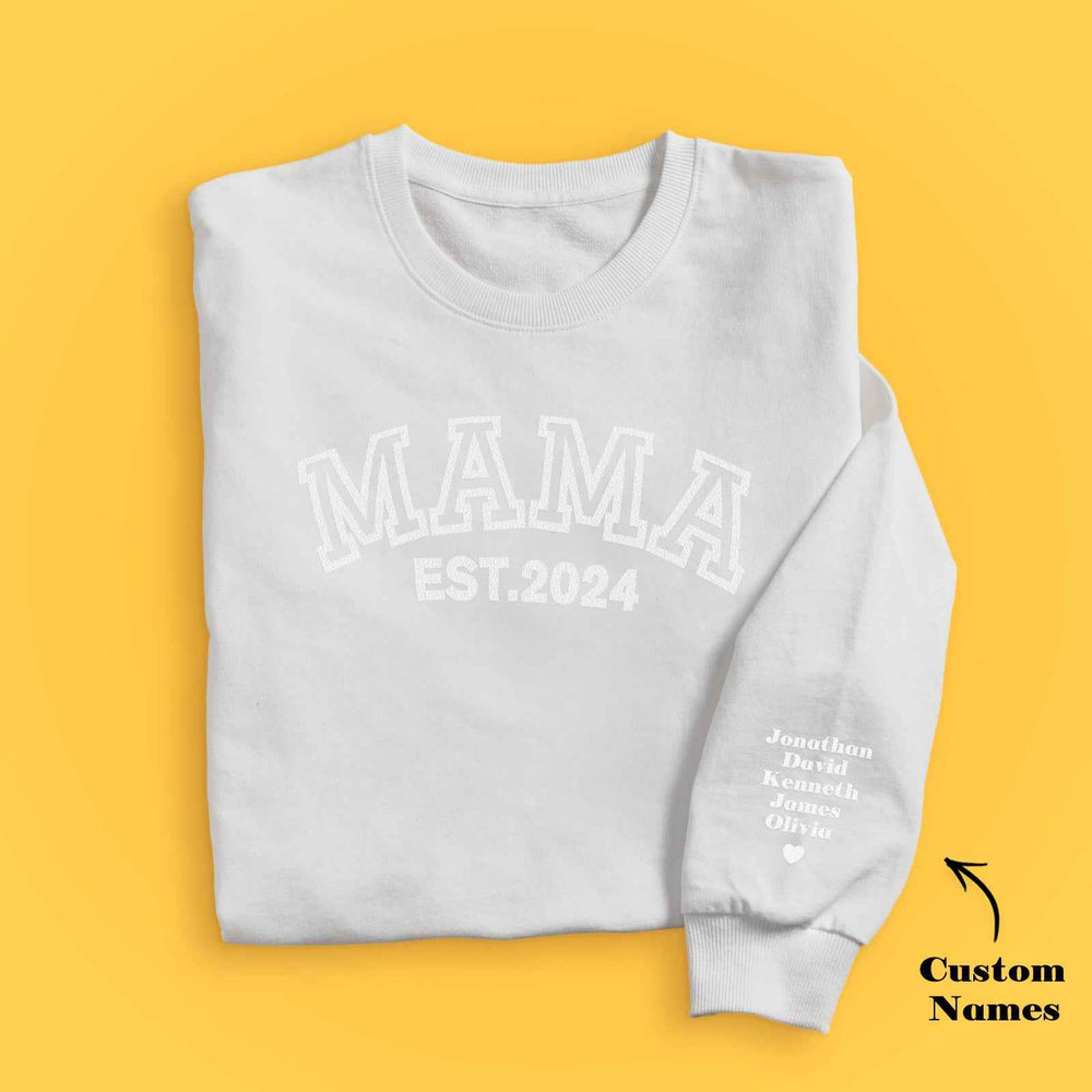 Custom Name Puff Print Mama Sweatshirt EST 2024 Sweatshirt Mother's Day Gift