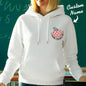 Close-up of polyester fabric and print on personalised teacher hoodie — easy-care material for lasting colour