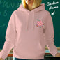 Personalised teacher hoodie mockup highlighting custom name personalisation process — add name in personalisation field when ordering