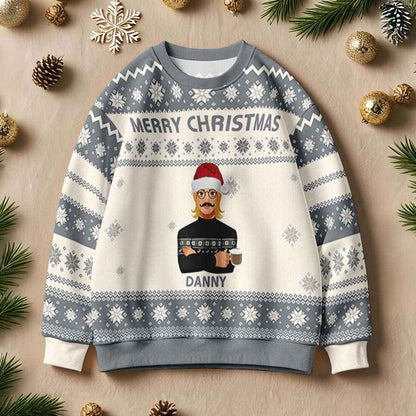 Personalized Ugly Sweater Cartoon Christmas Sweater Funny Gift for Family or Friend