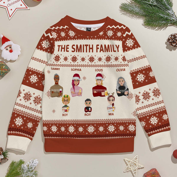 Personalised Christmas Cartoon Ugly Jumper | Kids' Customisable Festive Gift