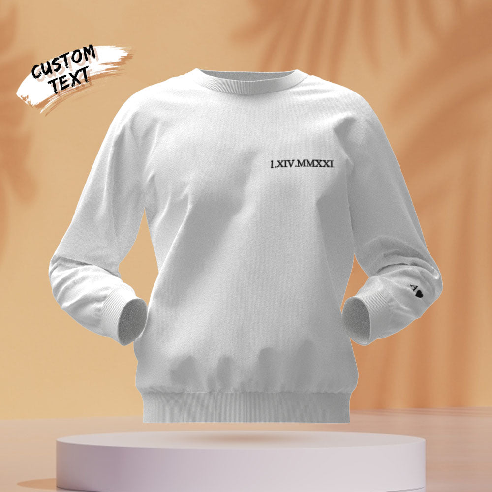 Personalised Embroidered Roman Numeral Date Hoodie - Custom Couple Gift