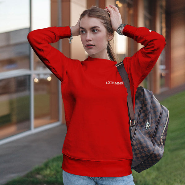 Personalised Embroidered Roman Numeral Date Hoodie - Custom Couple Gift