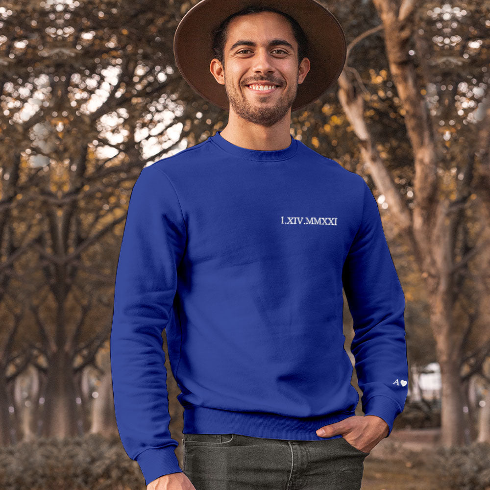 Range of embroidery thread colours for personalised hoodies — customisation options for text and Roman numeral date