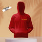 Couple wearing matching personalised hoodies outdoors — embroidered Roman numerals, comfy cotton for everyday wear