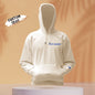 Lifestyle shot of couple wearing personalised hoodies — matching Roman numeral embroidery for special occasions