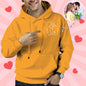 Lifestyle shot of Custom Embroidered Photo Hoodie worn with casual jeans, showcasing personalised portrait print and everyday wearability