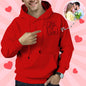 Detail close-up of split kangaroo pocket and stitchwork on personalised portrait sweatshirt demonstrating durable construction