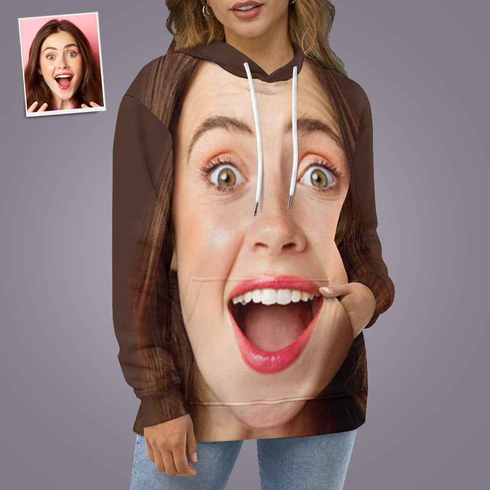 Personalized Funny Big Face Loose Hoodie Top Custom Unisex Sweatshirt