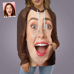 Personalized Funny Big Face Loose Hoodie Top Custom Unisex Sweatshirt