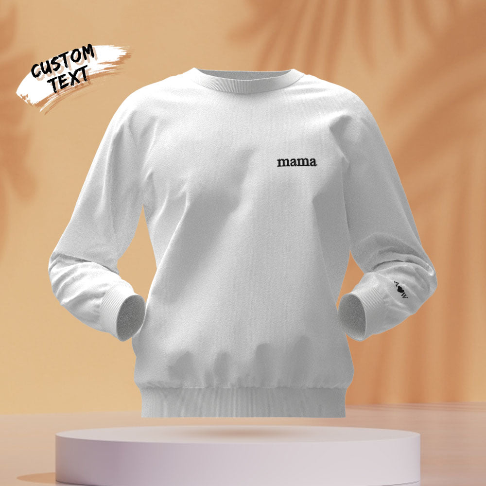 Front view of personalised round-neck embroidered hoodie with custom name — ideal Mother's Day gift or gift for her
