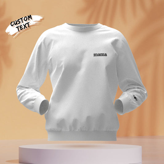 Front view of personalised round-neck embroidered hoodie with custom name — ideal Mother's Day gift or gift for her