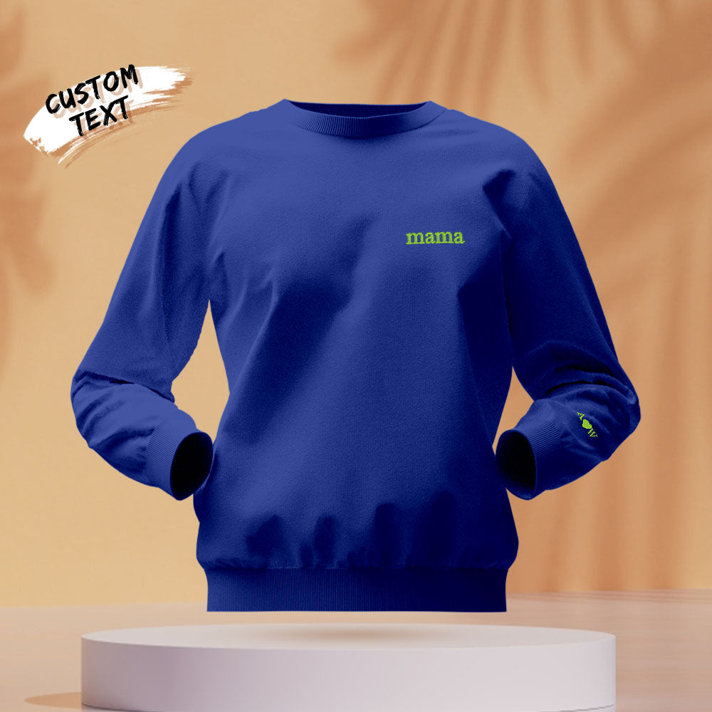 Flat-lay of personalised hoodie with embroidered message ready to gift — thoughtful Mother's Day or Valentine's Day present