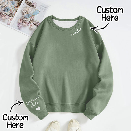 Front view of personalised custom text sweatshirt – unisex custom name hoodie in 100% polyester