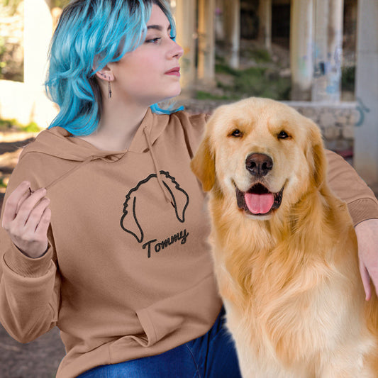 Personalised Dog Ear Sweatshirt front view in cosy cotton, showing custom embroidered dog ears motif and personalised name — ideal personalised hoodie gift for dog lovers