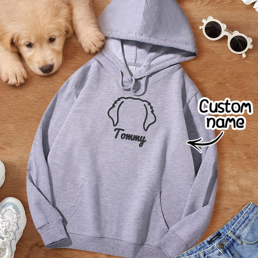 Personalised Dog Ear Sweatshirt front view in cosy cotton, showing custom embroidered dog ears motif and personalised name — ideal personalised hoodie gift for dog lovers