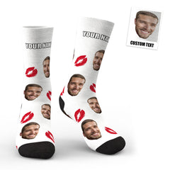 Custom Printed Kiss Socks with Personalised Face Photo - Unique Gift
