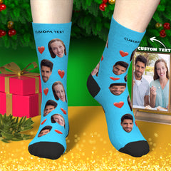 Custom Face Socks With Heart | Personalised Photo Socks For Men & Women