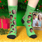 Size comparison of personalised socks (L, M, S) with engraved photo examples for men, women and kids