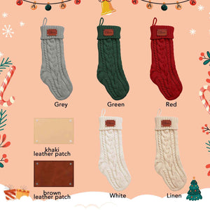 Personalized Christmas Stocking with Custom PU Leather Tag – Holiday Gift for Family & Kids