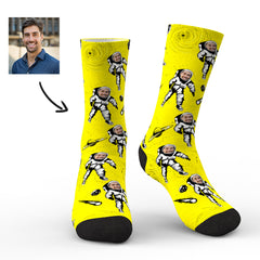 Personalised Astronaut Socks with Custom Face - Unique Photo Socks Gift