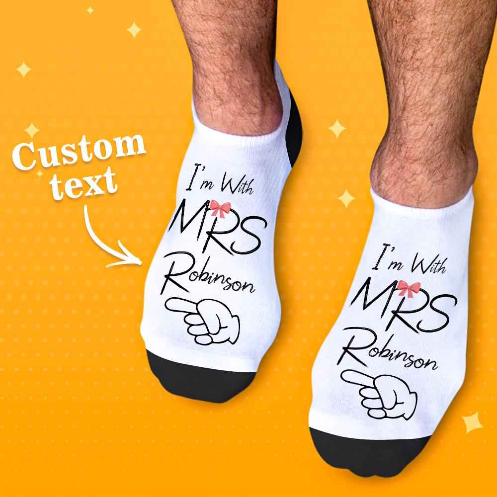 Fun Personalized Socks for Newlyweds Honeymoon Gift for Him and Her Matching Socks for Bride and Groom