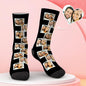Close-up of personalised multi-photo socks print with clear portraits — bright, fade‑resistant custom photo socks