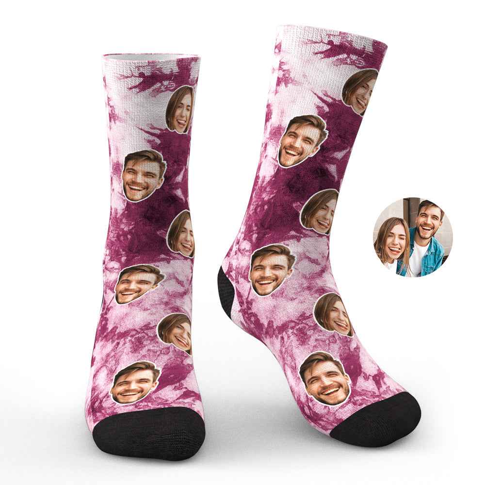 Custom Photo Face Socks Tie Dye Creative Gifts