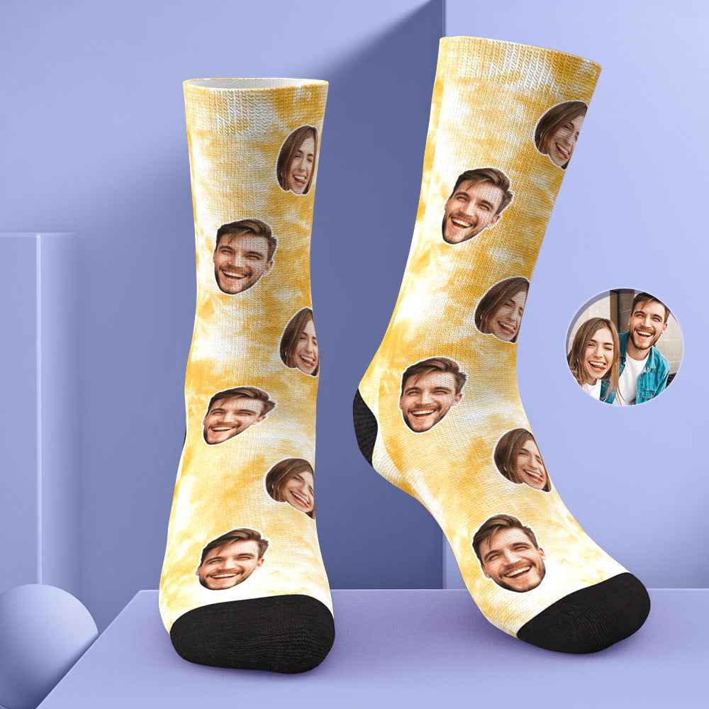 Custom Photo Face Socks Tie Dye Creative Gifts