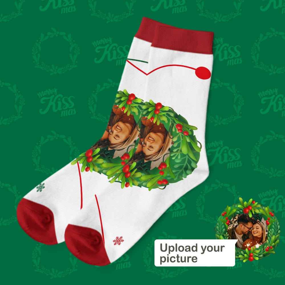 Kissing Under the Mistletoe Socks Photo Socks Gifts for Lover