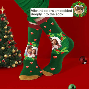 Custom Socks With Mistletoe and Heart Christmas Gifts for Family