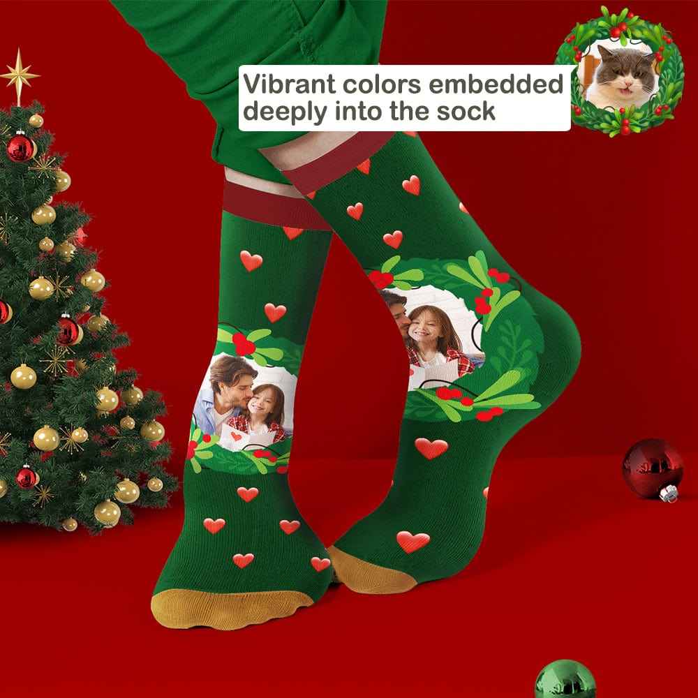 Custom Socks With Mistletoe and Heart Christmas Gifts for Family