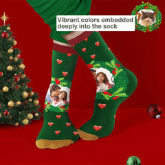 Custom Socks With Mistletoe and Heart Christmas Gifts for Family