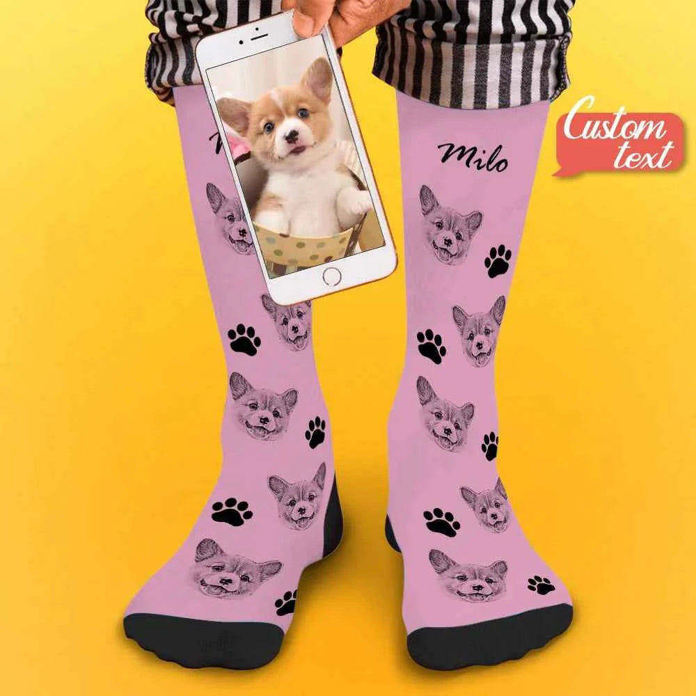 Custom Socks Pet Face Photo Socks Text Name Photoprint Socks For Pet