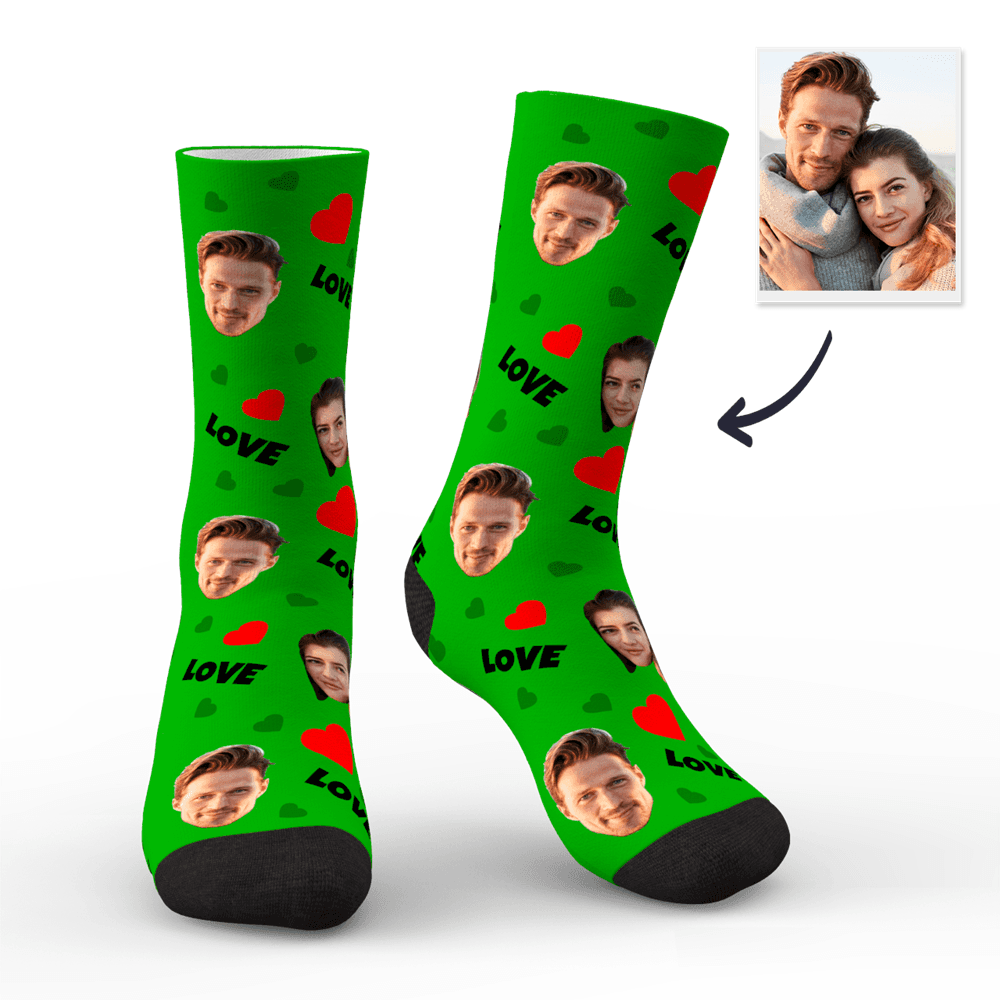 Colour option: blue personalised face socks — classic custom photo socks colour ideal for family gifts and keepsakes.
