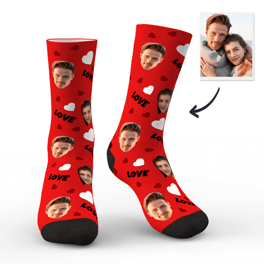 Colour option: black personalised face socks — custom photo socks colour swatch for personalised gifts and stylish novelty presents.