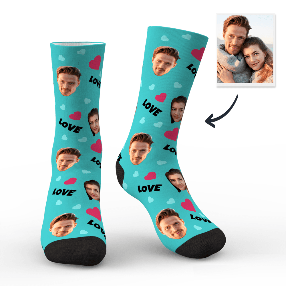 Colour option: grey personalised face socks — neutral custom photo socks choice for versatile personalised gifting.