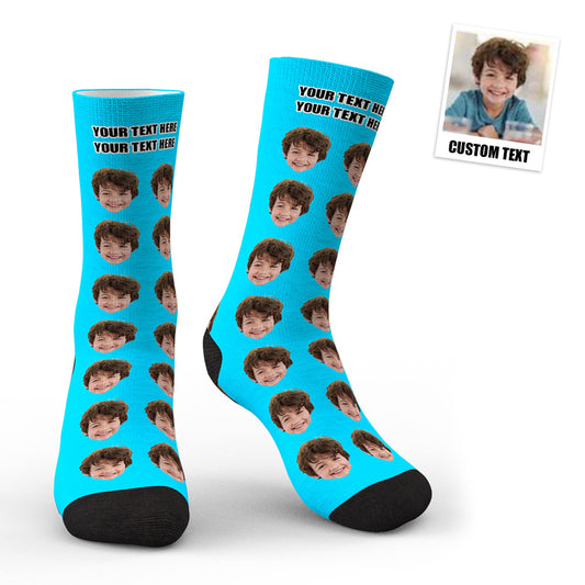 Personalised face socks for Dad showing a close-up custom photo cutout on soft polyester with vivid, fade-resistant print — ideal personalised gift in Australia and the UK