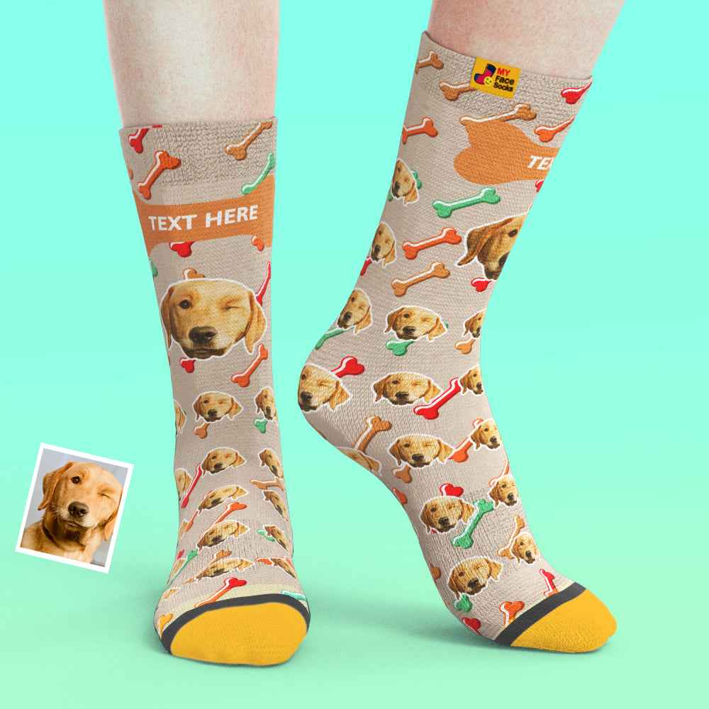Custom Socks My Face Socks Add Pictures and Name - Dog Face On Socks