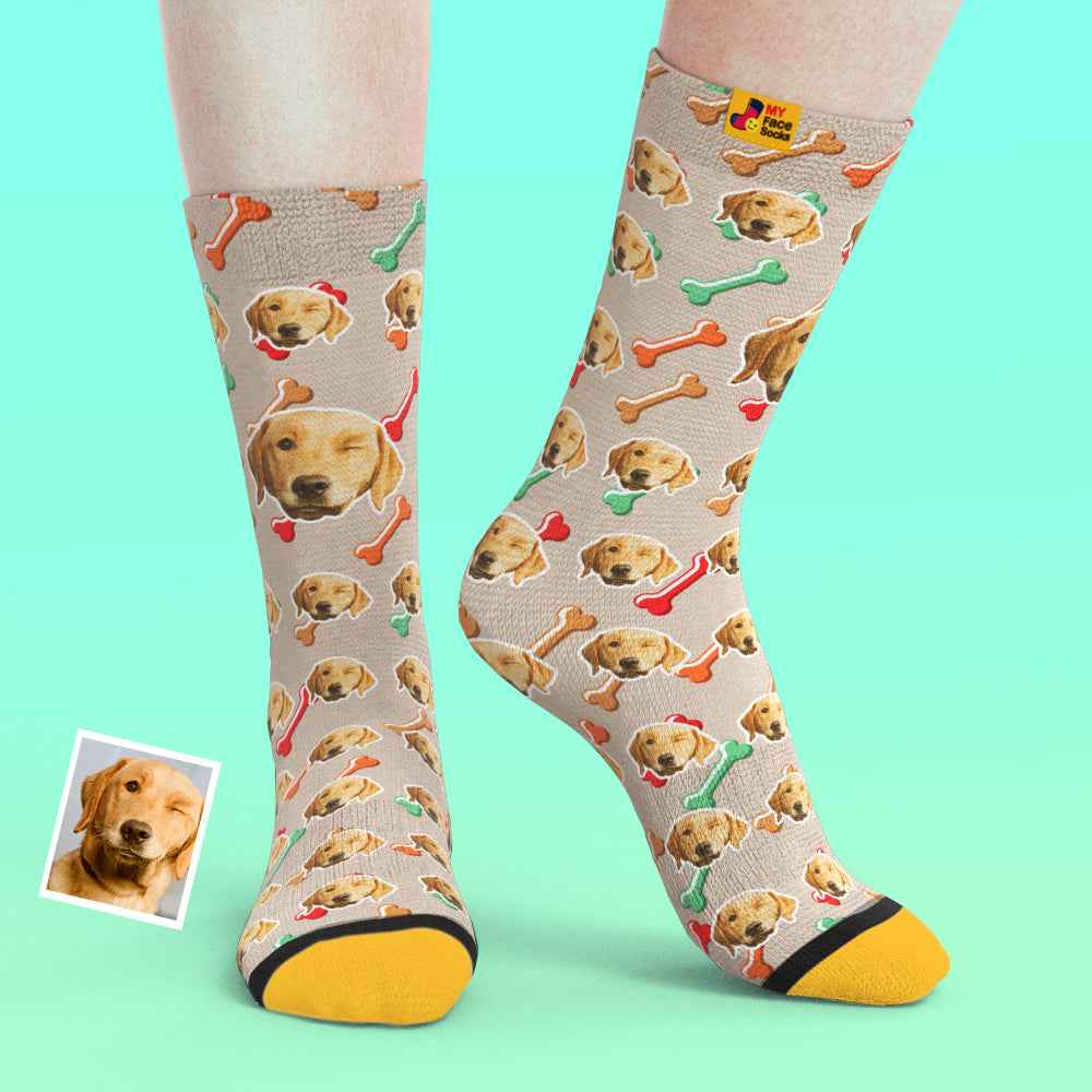 Custom Socks My Face Socks Add Pictures and Name - Dog Face On Socks