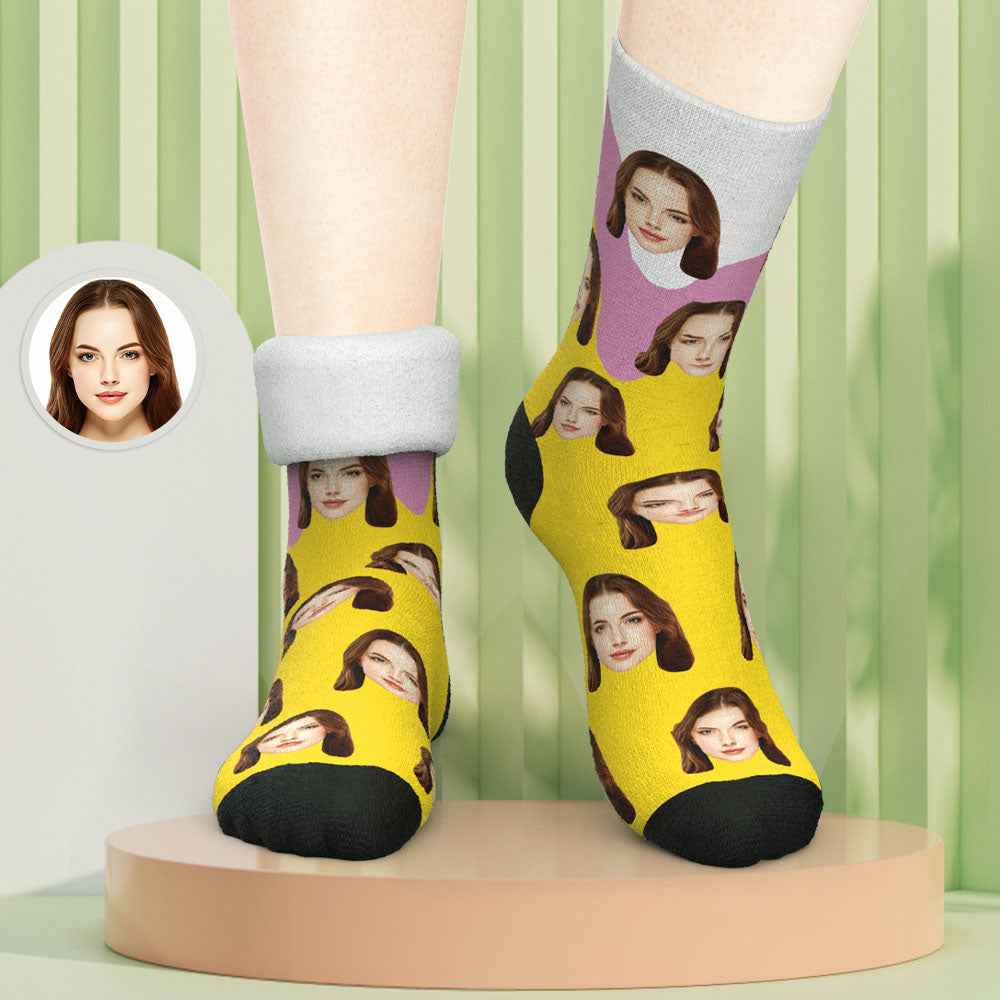 Custom Photo Thick Socks Melting Ice Cream Creative Gifts