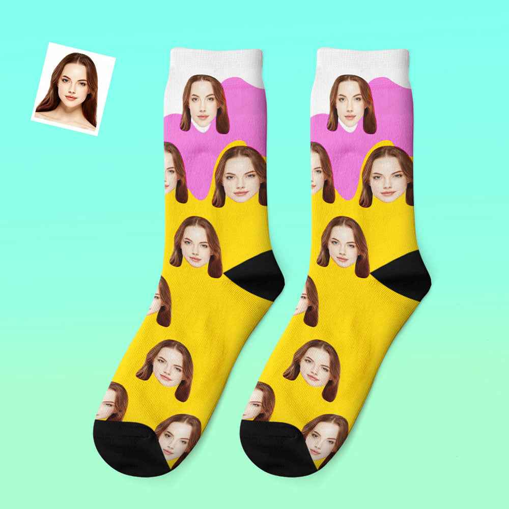 Custom Photo Thick Socks Melting Ice Cream Creative Gifts