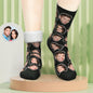 Close-up of personalised photo thick socks showing a cropped face print and cosy insulated texture — ideal warm winter couple gift
