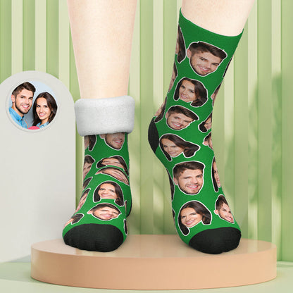 Close-up of the sole and heel of personalised photo socks highlighting durable stitching and vivid print quality — great for Christmas or Valentine’s Day gifts