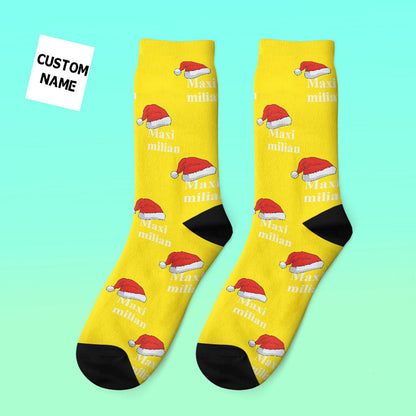 Selection of personalised photo socks with different name options — thoughtful custom gifts for family